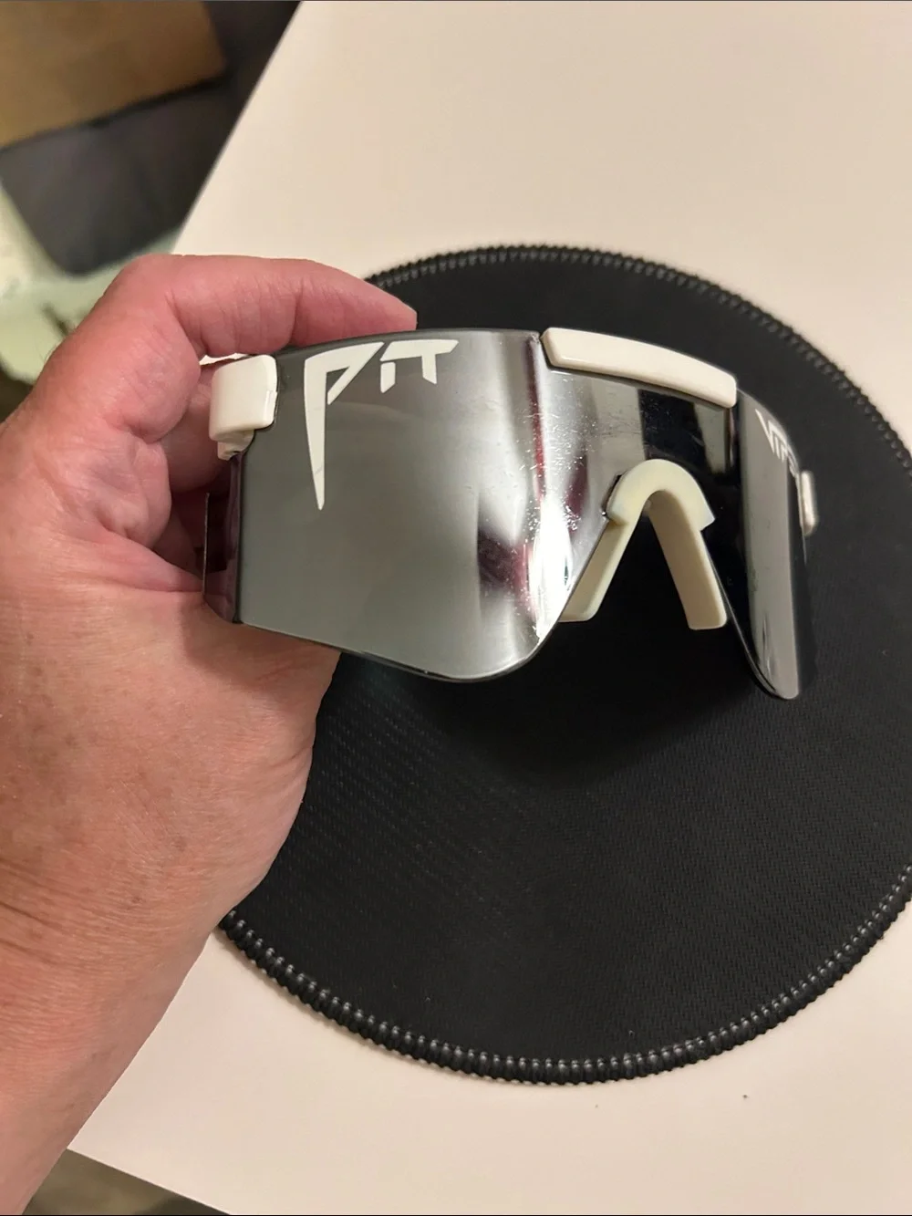 Pit Viper White and Black Shield Mirror Sunglasses